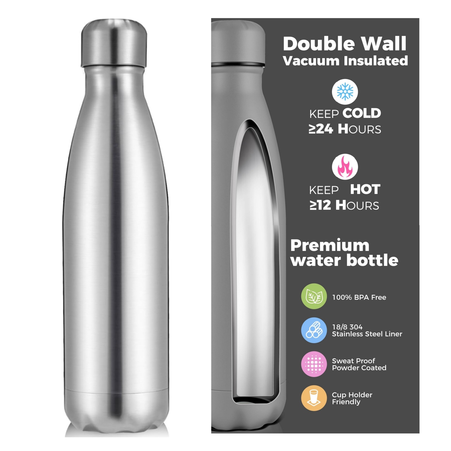 Water Bottle Blank - Bouteille Thermo d'eau en acier inoxydable