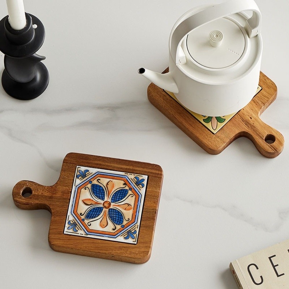 Sous-verre carré rétro en bois - Ceramic Tile Blank avis et prix